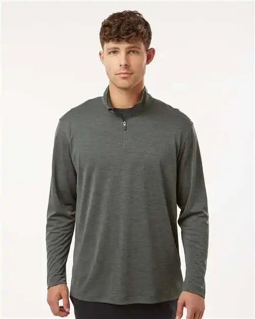 Allpro 4hm700 Performance Mélange Quarter-zip Pullover - Charcoal Melange