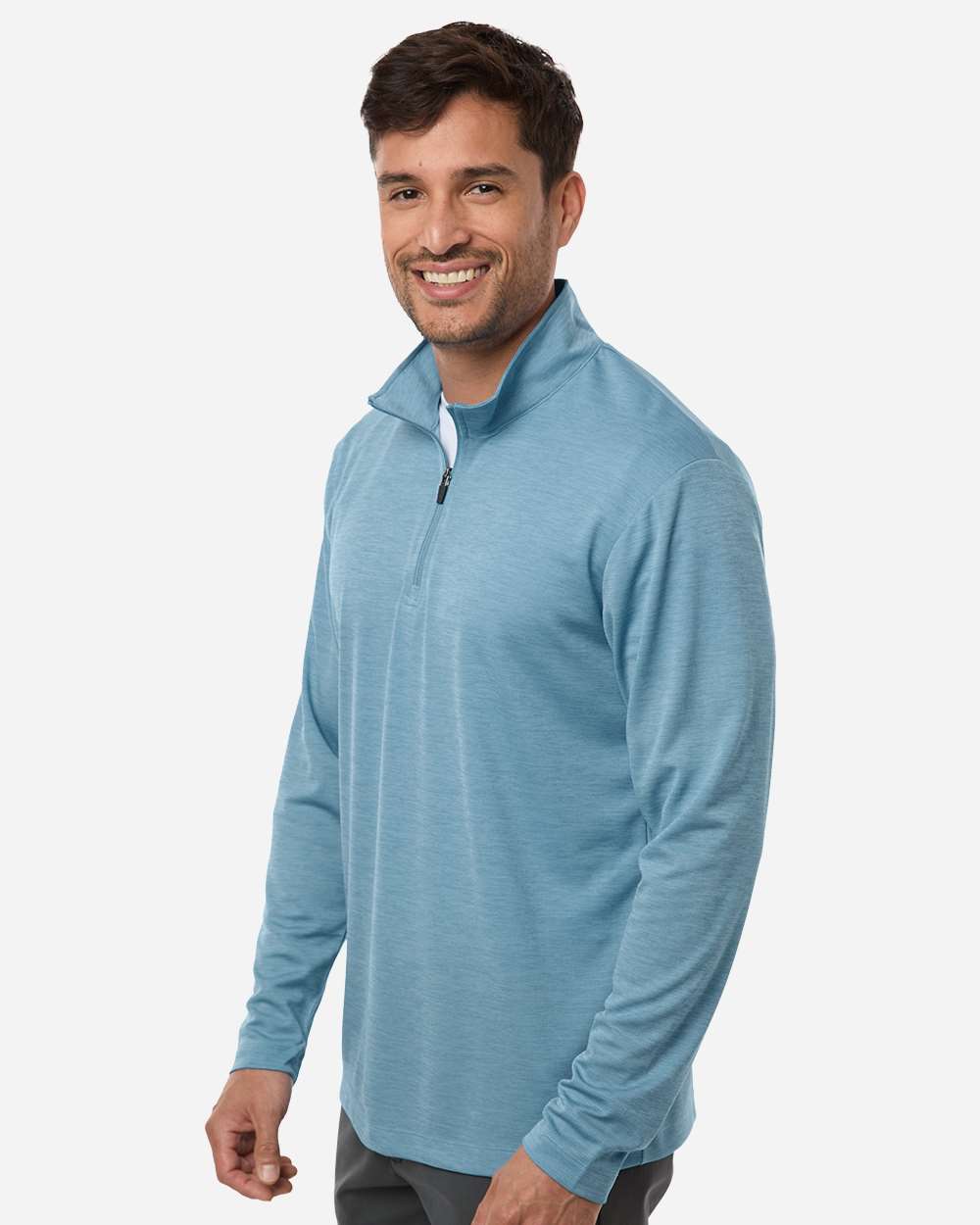 Allpro 4hm700 Performance Mélange Quarter-zip Pullover - Cloud Blue Melange