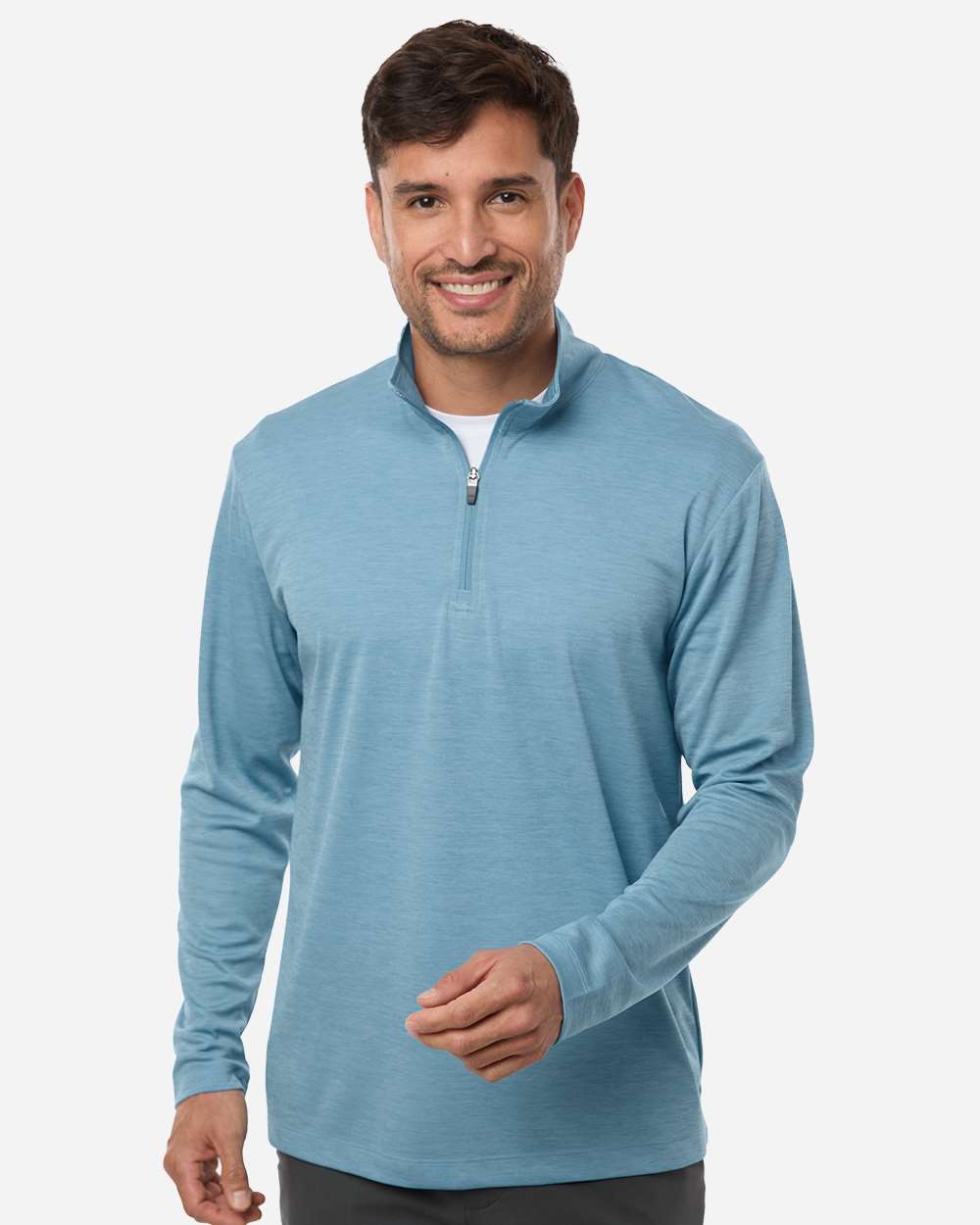 Allpro 4hm700 Performance Mélange Quarter-zip Pullover - Cloud Blue Melange