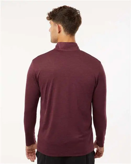 Allpro 4hm700 Performance Mélange Quarter-zip Pullover - Maroon Melange