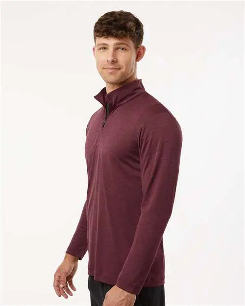 Allpro 4hm700 Performance Mélange Quarter-zip Pullover - Maroon Melange