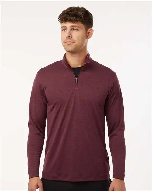 Allpro 4hm700 Performance Mélange Quarter-zip Pullover - Maroon Melange