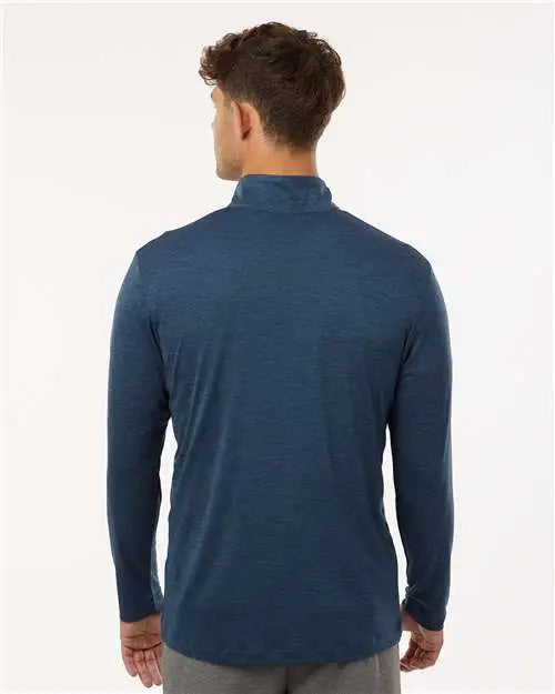 Allpro 4hm700 Performance Mélange Quarter-zip Pullover - Navy Melange