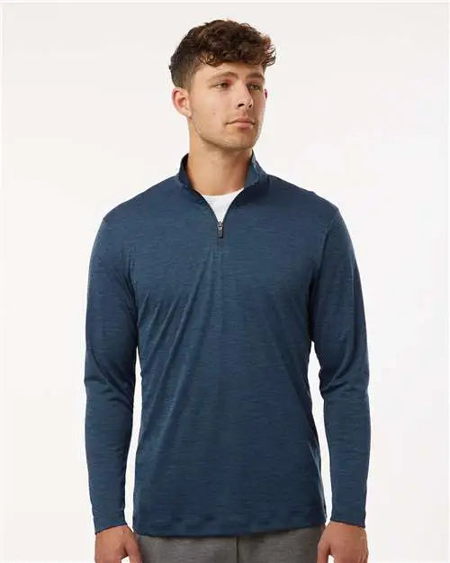Allpro 4hm700 Performance Mélange Quarter-zip Pullover - Navy Melange