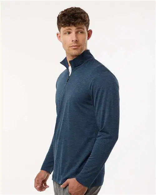 Allpro 4hm700 Performance Mélange Quarter-zip Pullover - Navy Melange