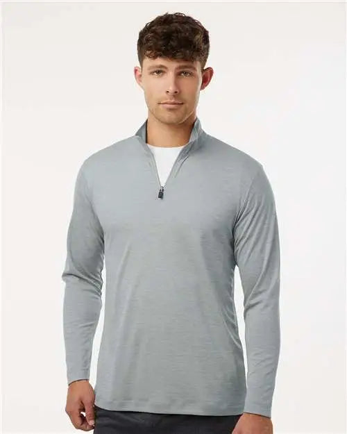 Allpro 4hm700 Performance Mélange Quarter-zip Pullover - Silver Melange