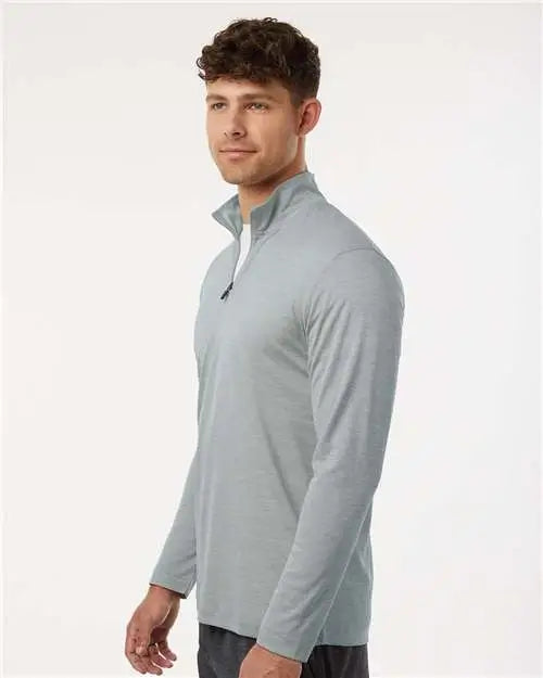 Allpro 4hm700 Performance Mélange Quarter-zip Pullover - Silver Melange