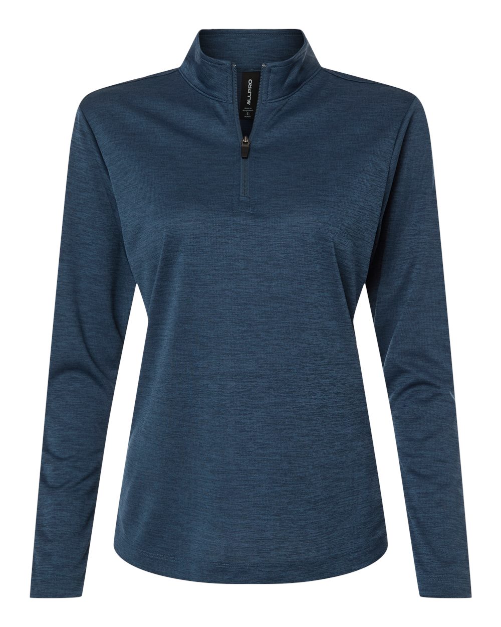 Allpro 4hm70l Women’s Pro-lock Performance Mélange Quarter-zip Pullover - Navy Melange