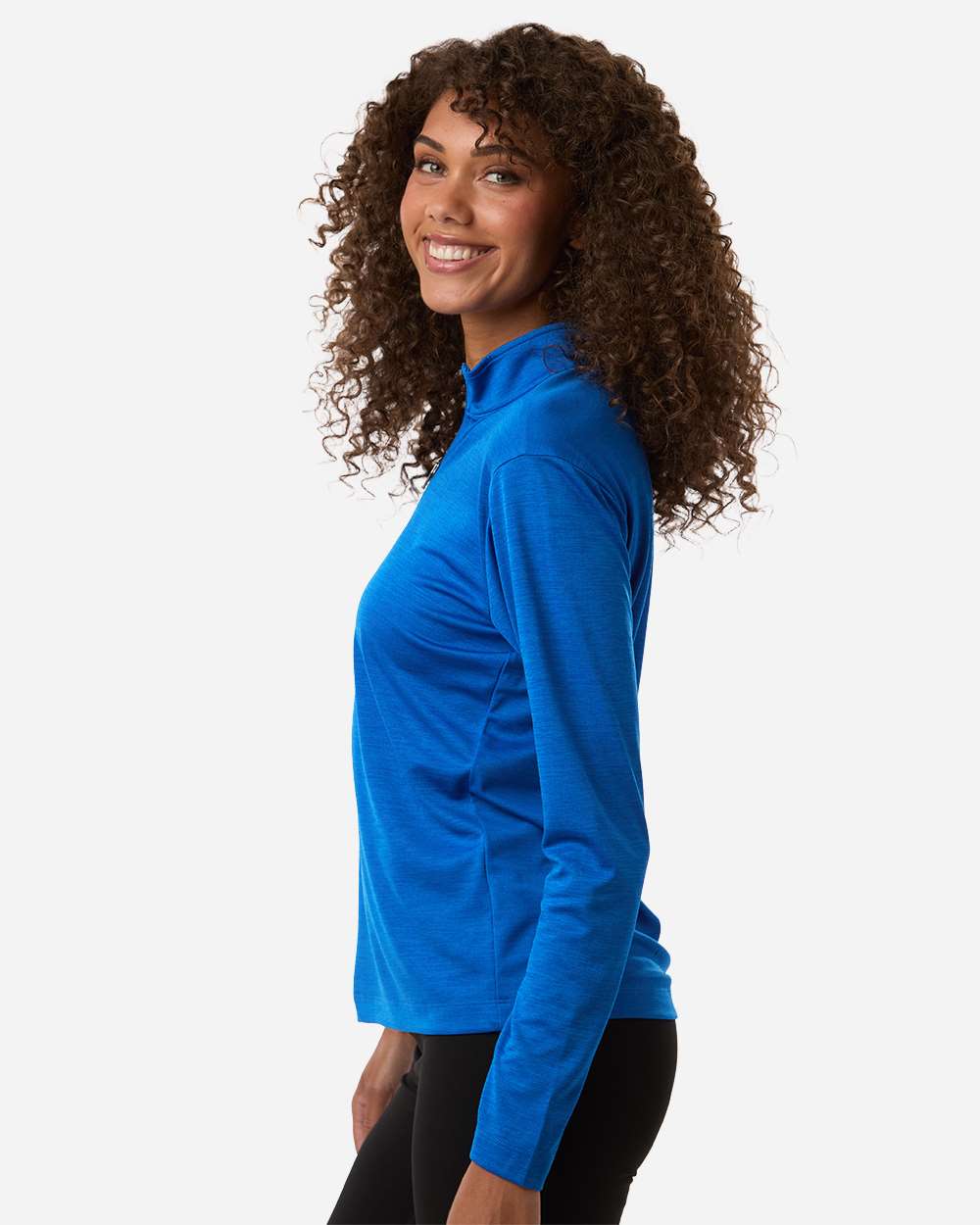 Allpro 4hm70l Women’s Pro-lock Performance Mélange Quarter-zip Pullover - Royal Melange