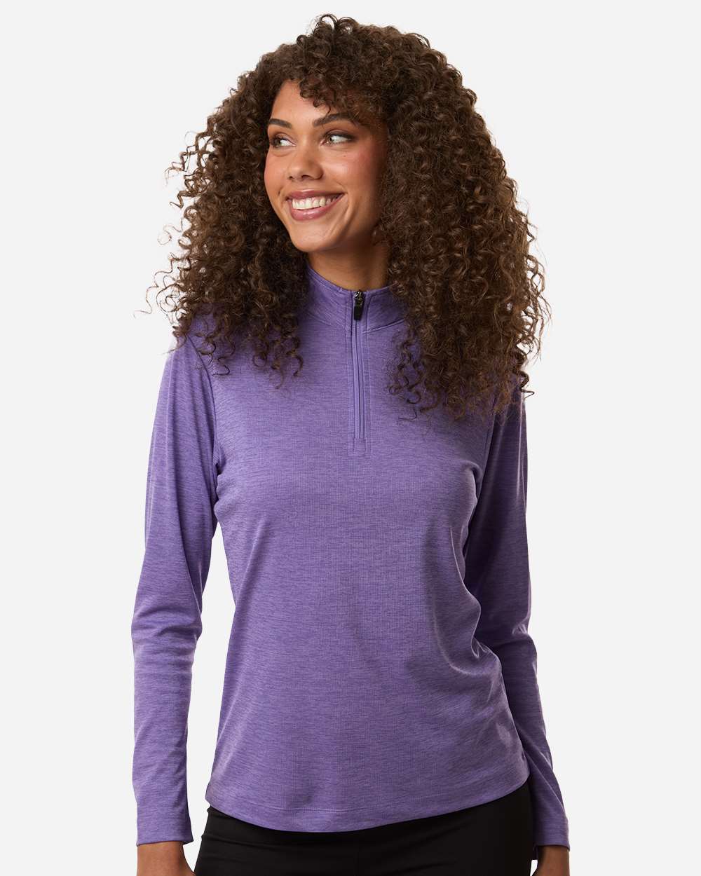 Allpro 4hm70l Women’s Pro-lock Performance Mélange Quarter-zip Pullover - Violet Melange