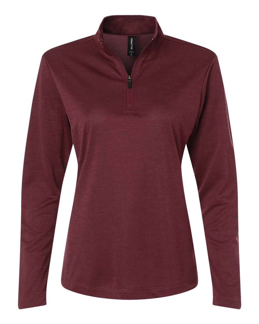 Allpro 4hm70l Women’s Pro-lock Performance Mélange Quarter-zip Pullover - Maroon Melange
