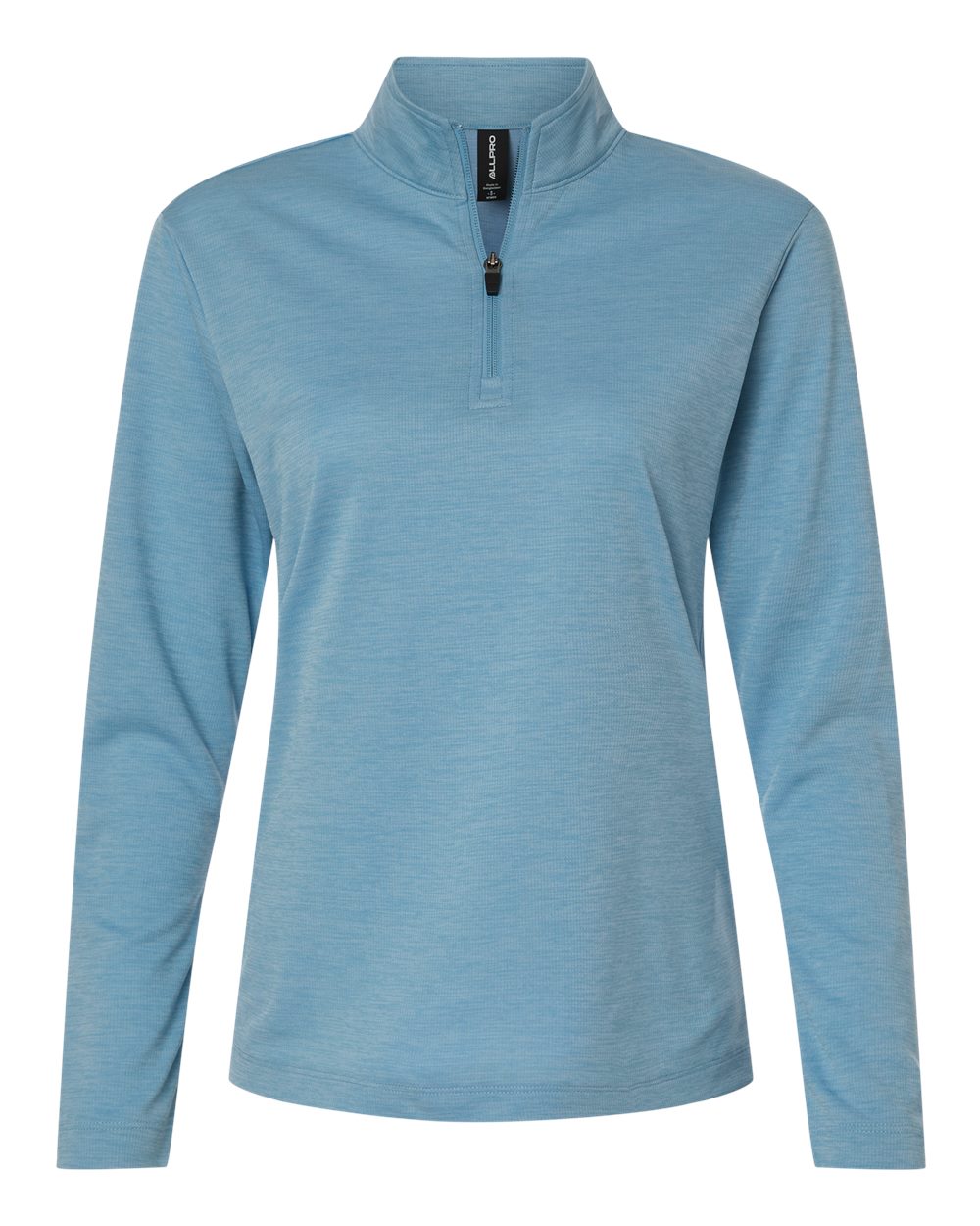 Allpro 4hm70l Women’s Pro-lock Performance Mélange Quarter-zip Pullover - Cloud Blue Melange