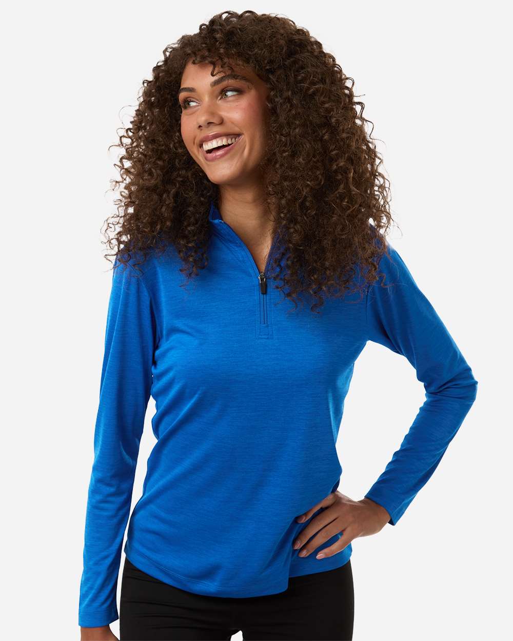 Allpro 4hm70l Women’s Pro-lock Performance Mélange Quarter-zip Pullover - Royal Melange