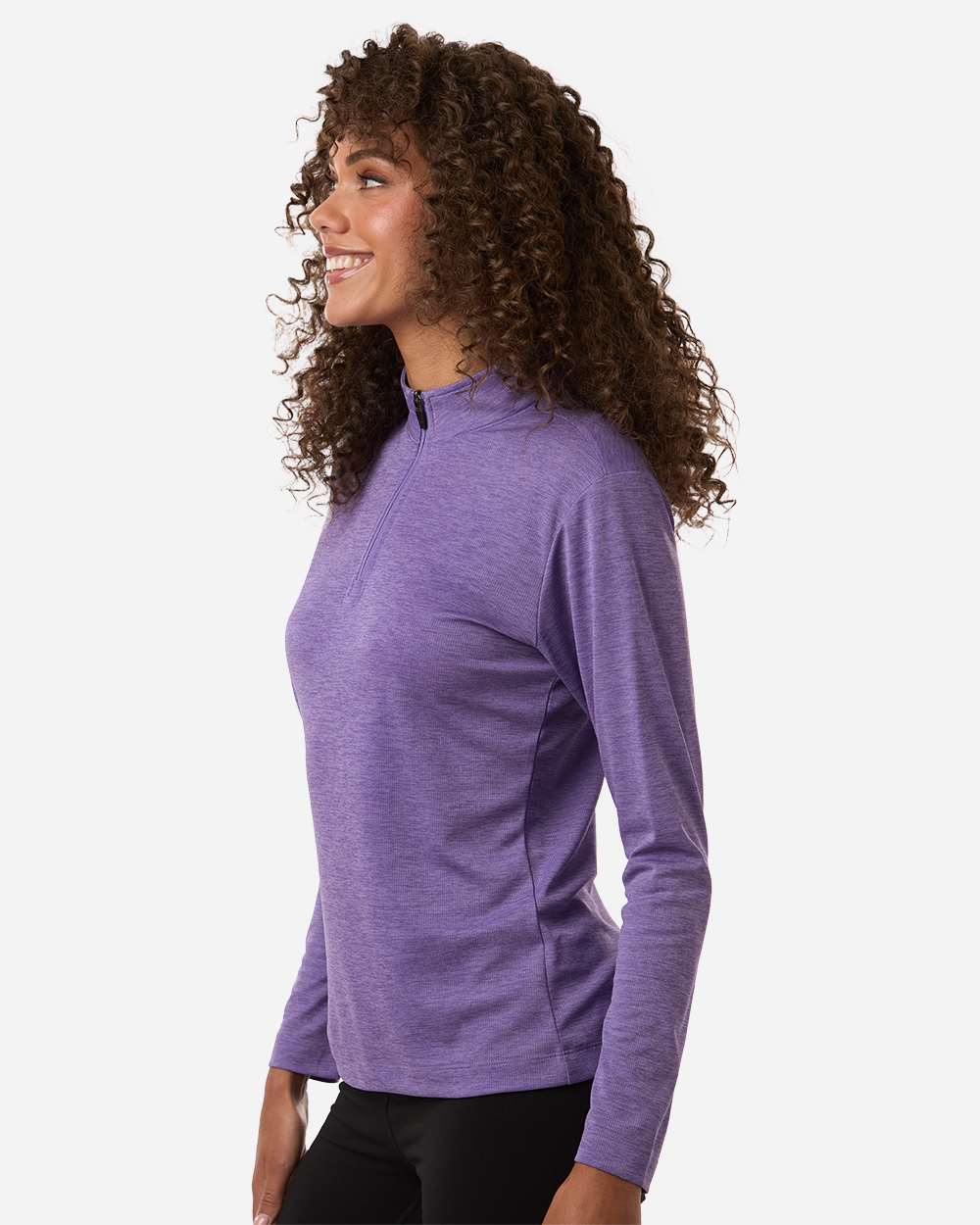 Allpro 4hm70l Women’s Pro-lock Performance Mélange Quarter-zip Pullover - Violet Melange