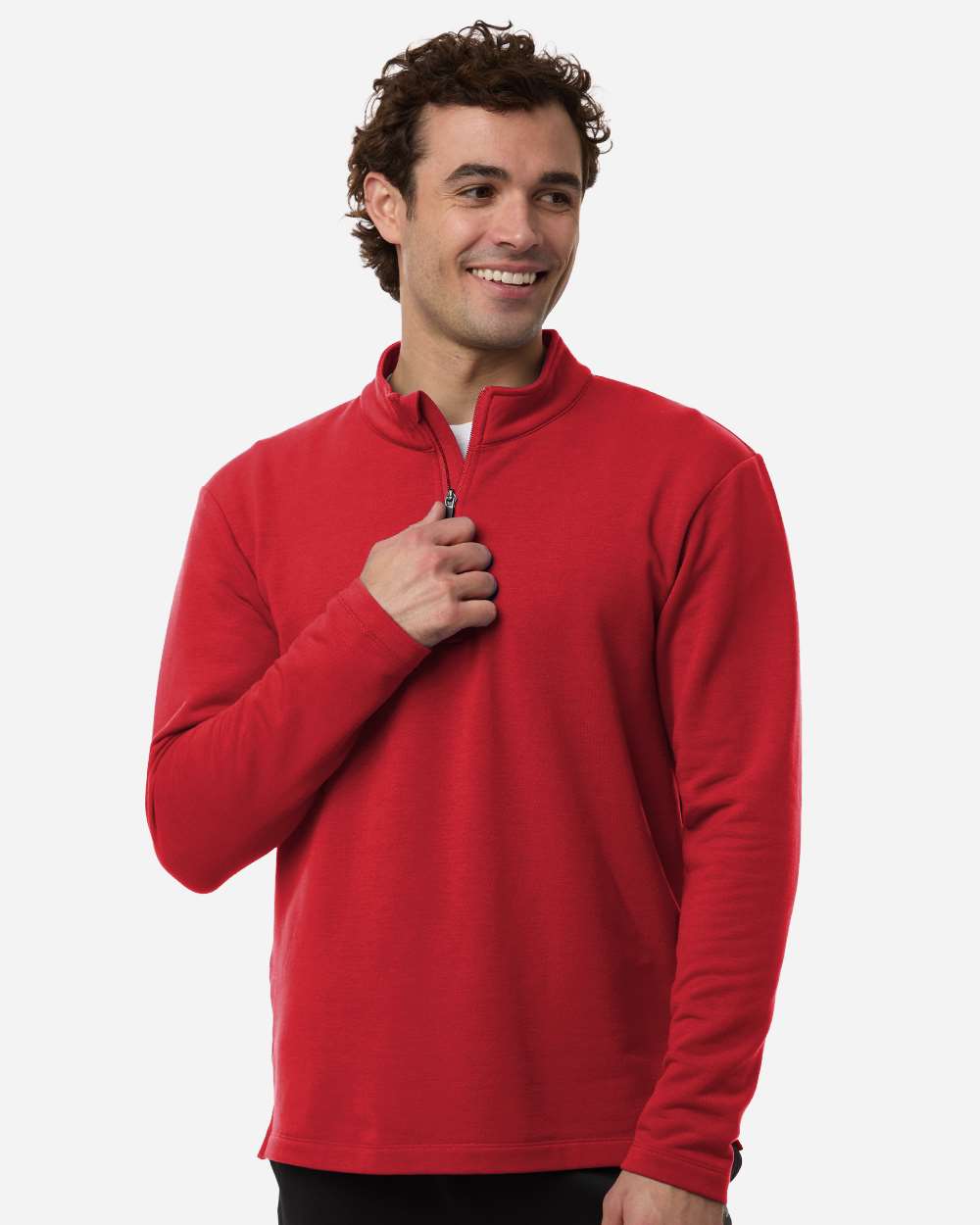Allpro Stf870 Men’s Stretch Quarter-zip Fleece Pullover - Red