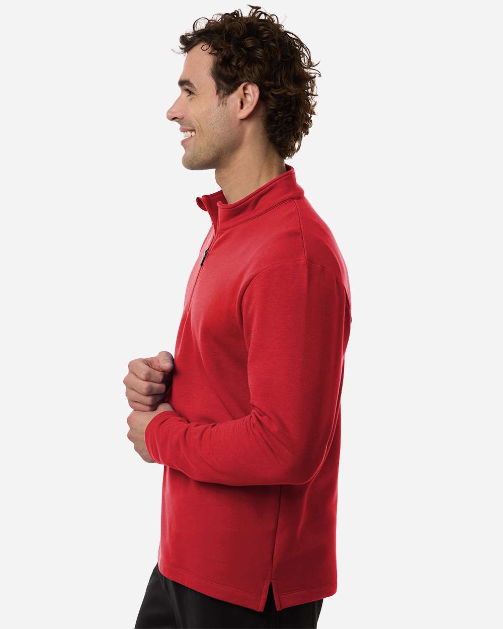 Allpro Stf870 Men’s Stretch Quarter-zip Fleece Pullover - Red
