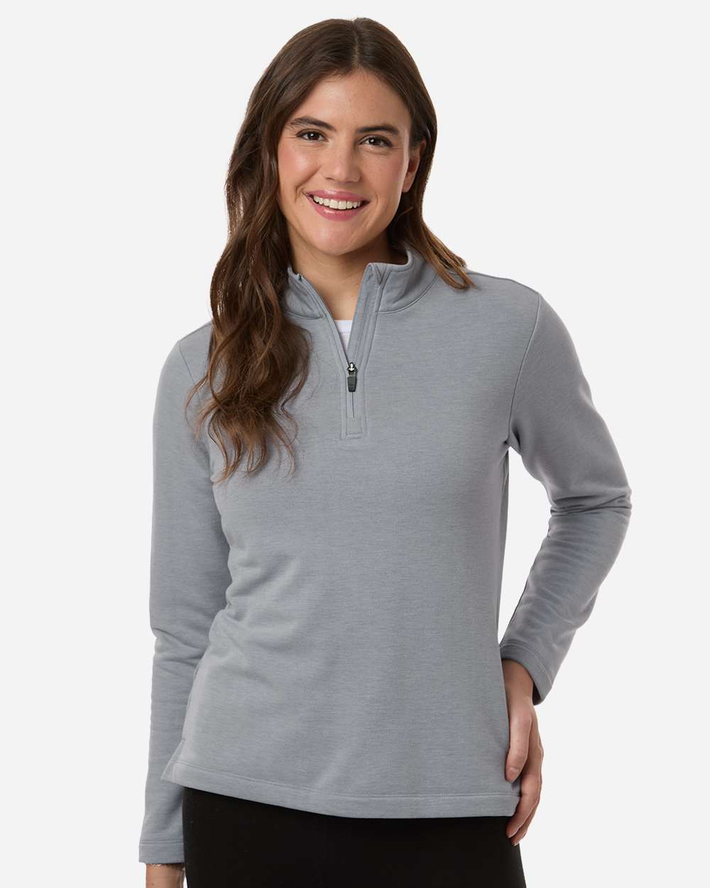 Allpro Stf870l Women’s Stretch Quarter-zip Fleece Pullover - Heather Steel