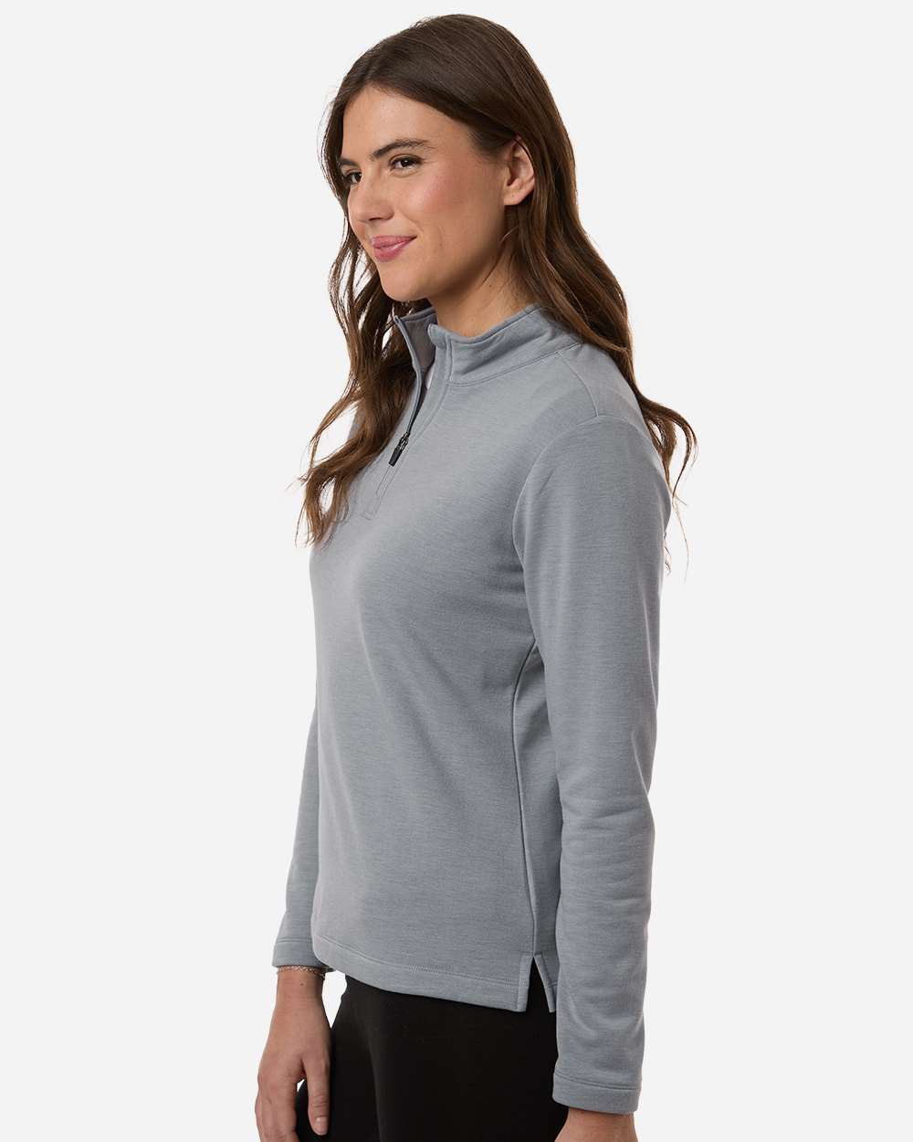 Allpro Stf870l Women’s Stretch Quarter-zip Fleece Pullover - Heather Steel