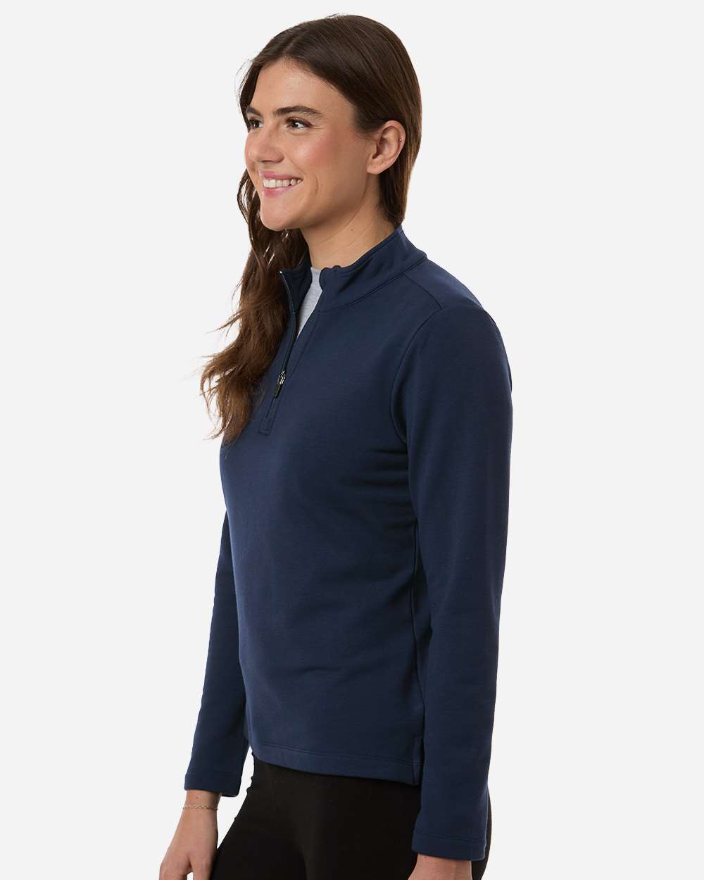 Allpro Stf870l Women’s Stretch Quarter-zip Fleece Pullover - Navy