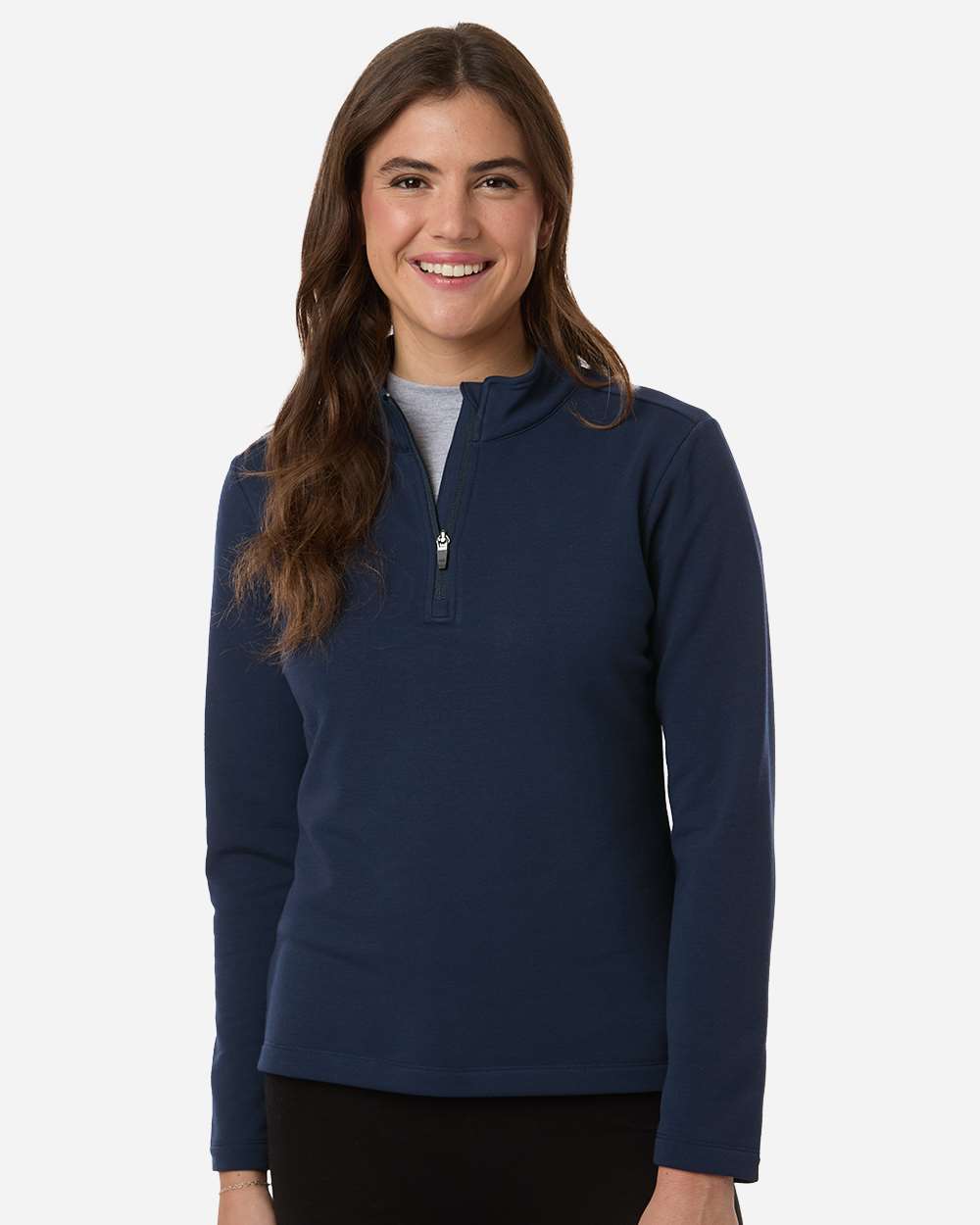 Allpro Stf870l Women’s Stretch Quarter-zip Fleece Pullover - Navy