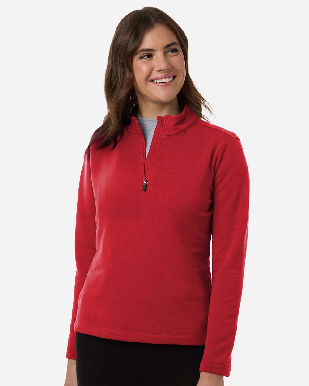 Allpro Stf870l Women’s Stretch Quarter-zip Fleece Pullover - Red