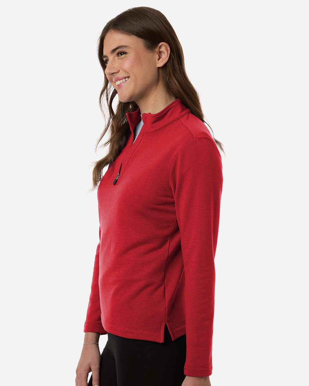 Allpro Stf870l Women’s Stretch Quarter-zip Fleece Pullover - Red