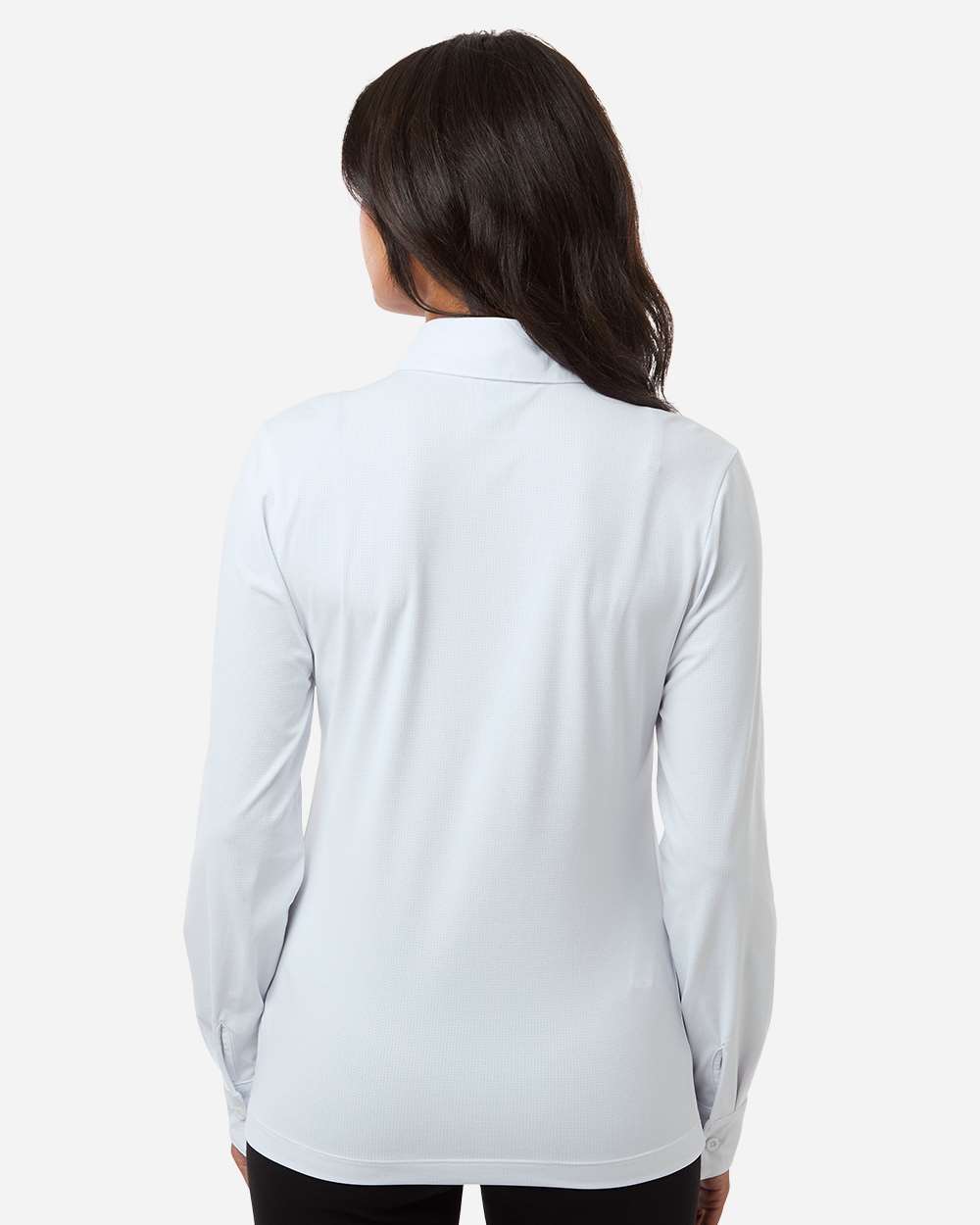 Back view of White AllPro 41SPLL Women's Pro-Flex Button Down Shirt