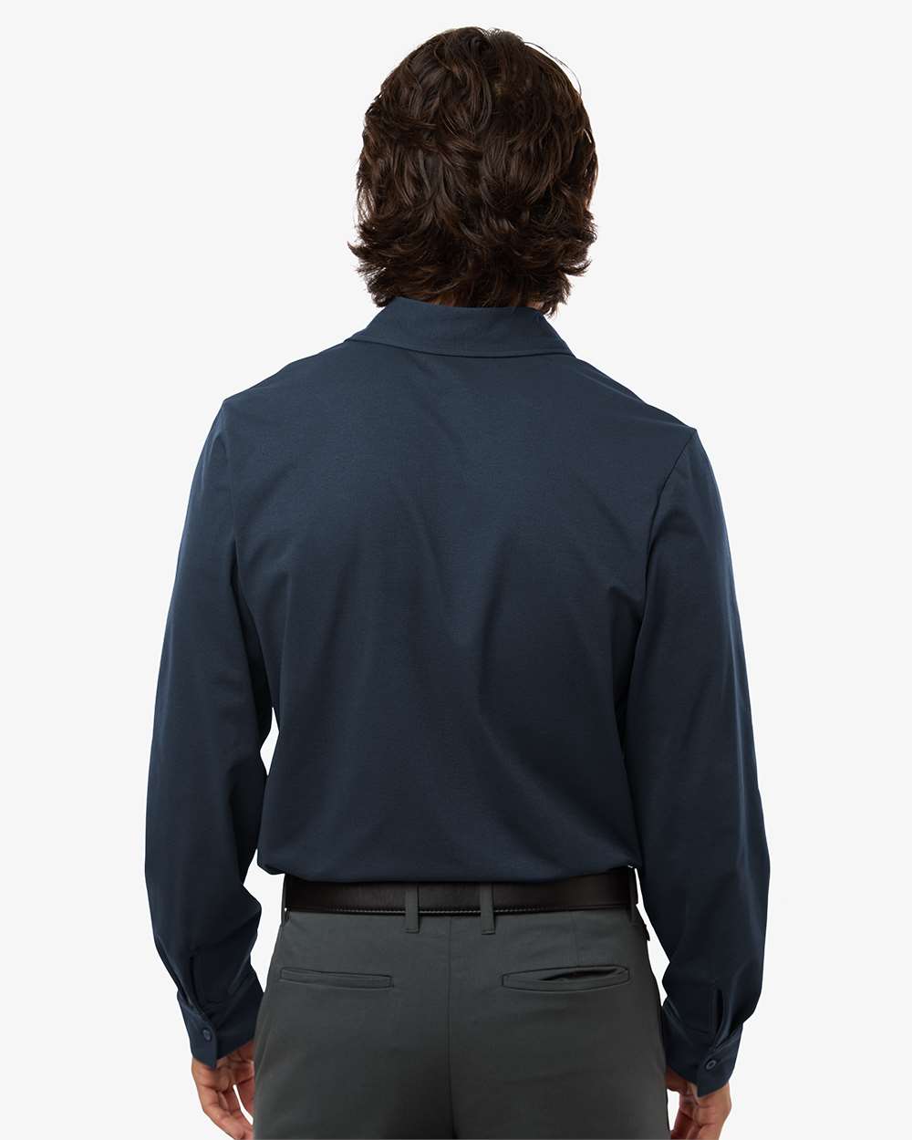 Back view of Navy AllPro 41SPLS Men's Pro-Flex Button Down Shirt