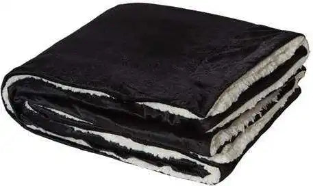 Alpine Fleece 8712 Micro Mink Sherpa Blanket - Black - one Size Fits Most