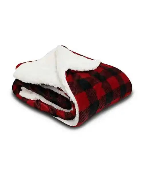 Alpine Fleece 8712 Micro Mink Sherpa Blanket - Red Buffalo - one Size Fits Most