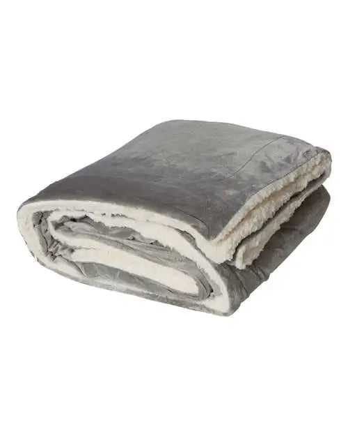 Alpine Fleece 8726 Oversized Mink Sherpa Blanket - Grey