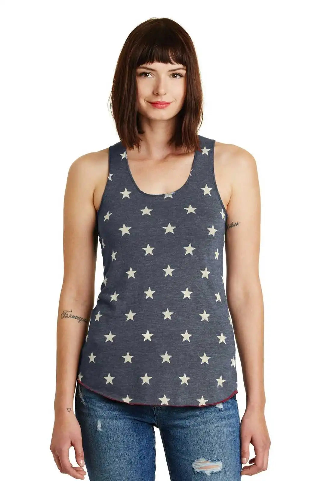 Alternative Aa1927 Discontinued Women’s Meegs Eco-jersey Racer Tank - Stars