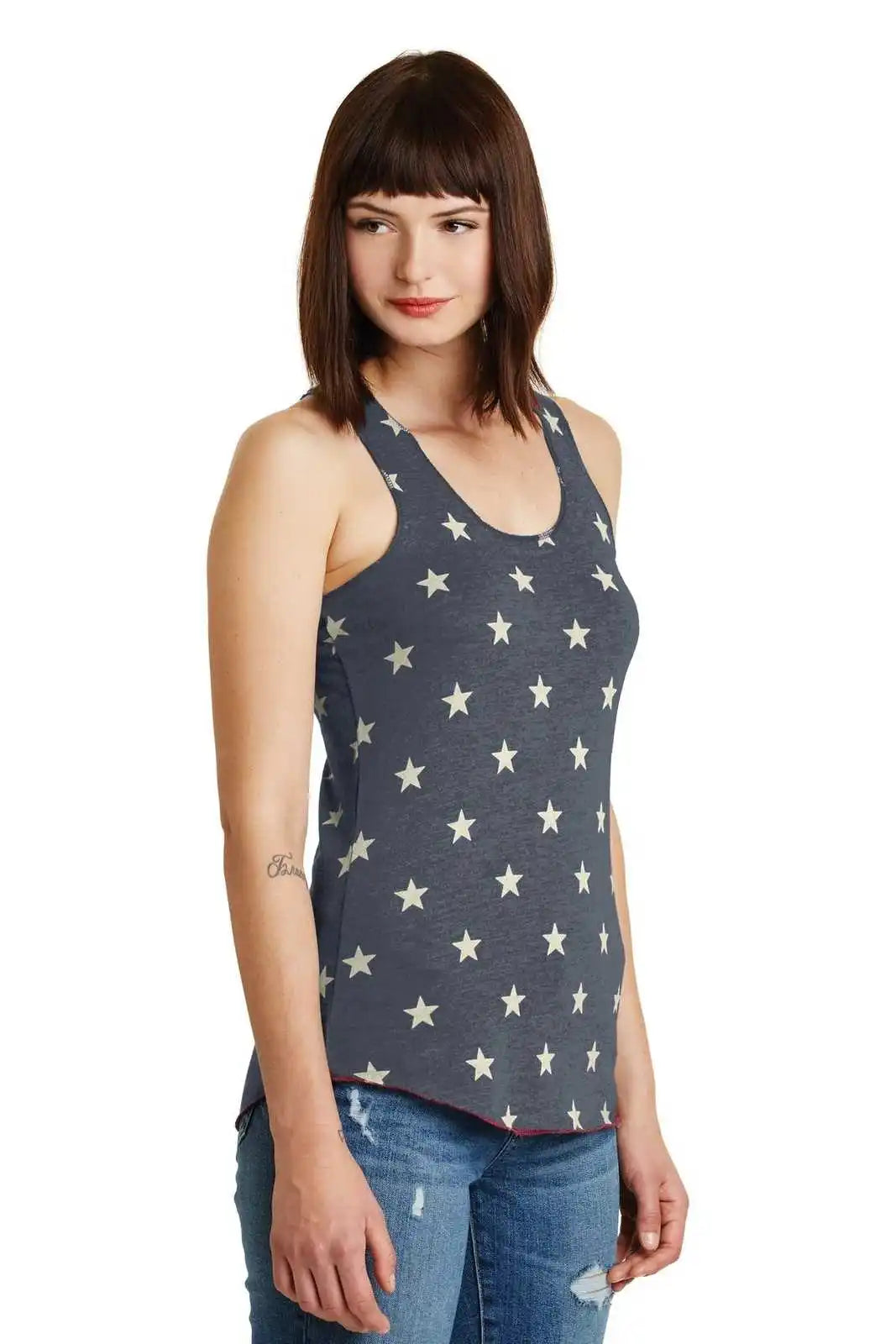 Alternative Aa1927 Discontinued Women’s Meegs Eco-jersey Racer Tank - Stars