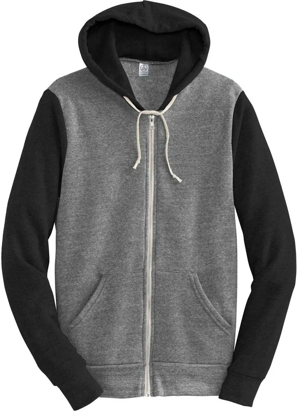 Alternative Aa32023 Colorblock Rocky Eco Fleece Zip Hoodie - Gray True Black