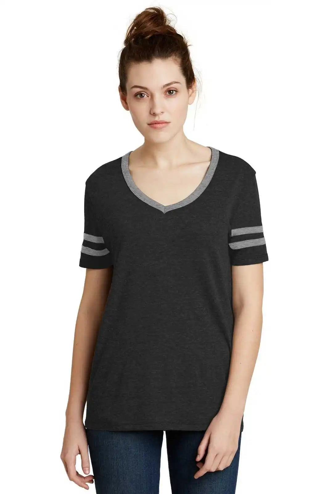 Alternative Aa5058 Women’s Varsity Vintage 50/50 Tee - Black Smoke