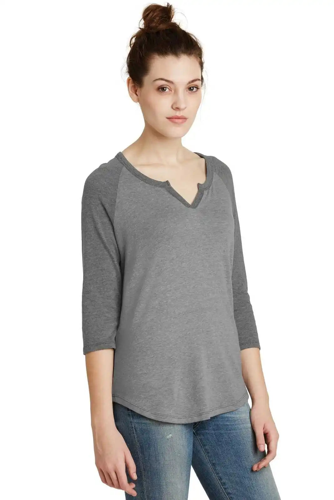 Alternative Aa5060 Women’s Outfield 3/4-sleeve Vintage 50/50 Tee - Smoke Coal