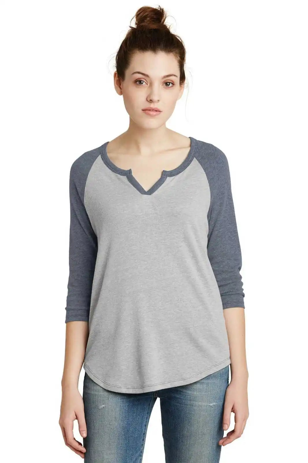 Alternative Aa5060 Women’s Outfield 3/4-sleeve Vintage 50/50 Tee - Silver Navy