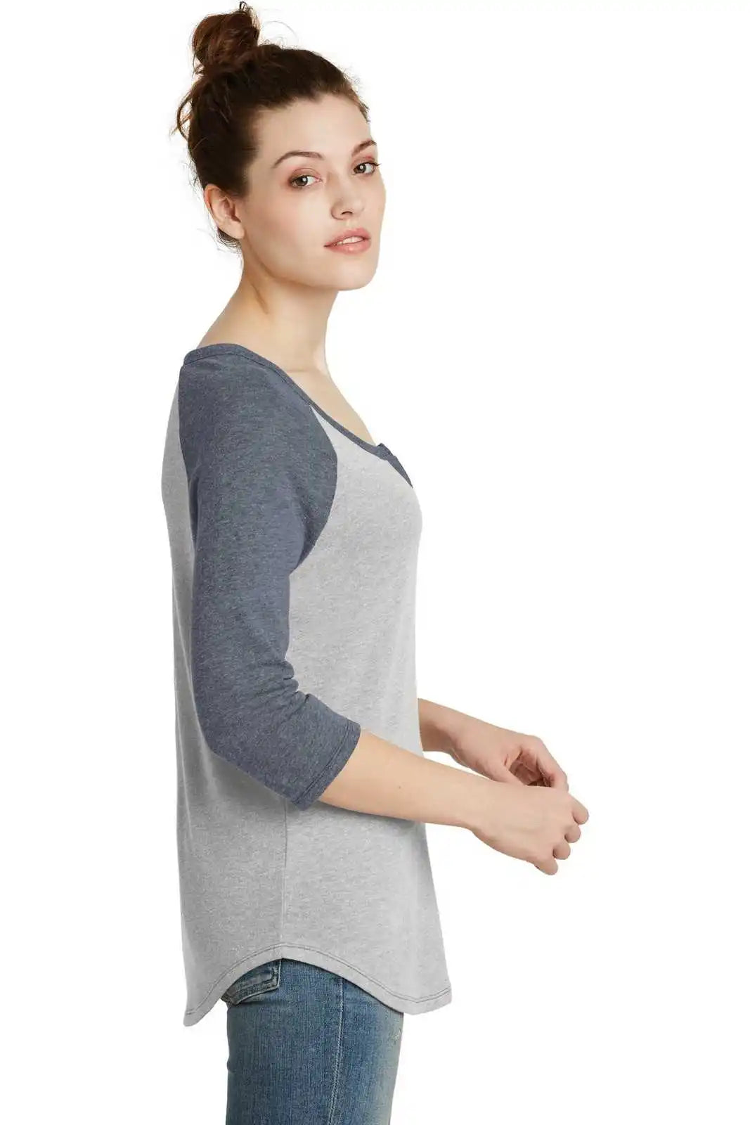 Alternative Aa5060 Women’s Outfield 3/4-sleeve Vintage 50/50 Tee - Silver Navy