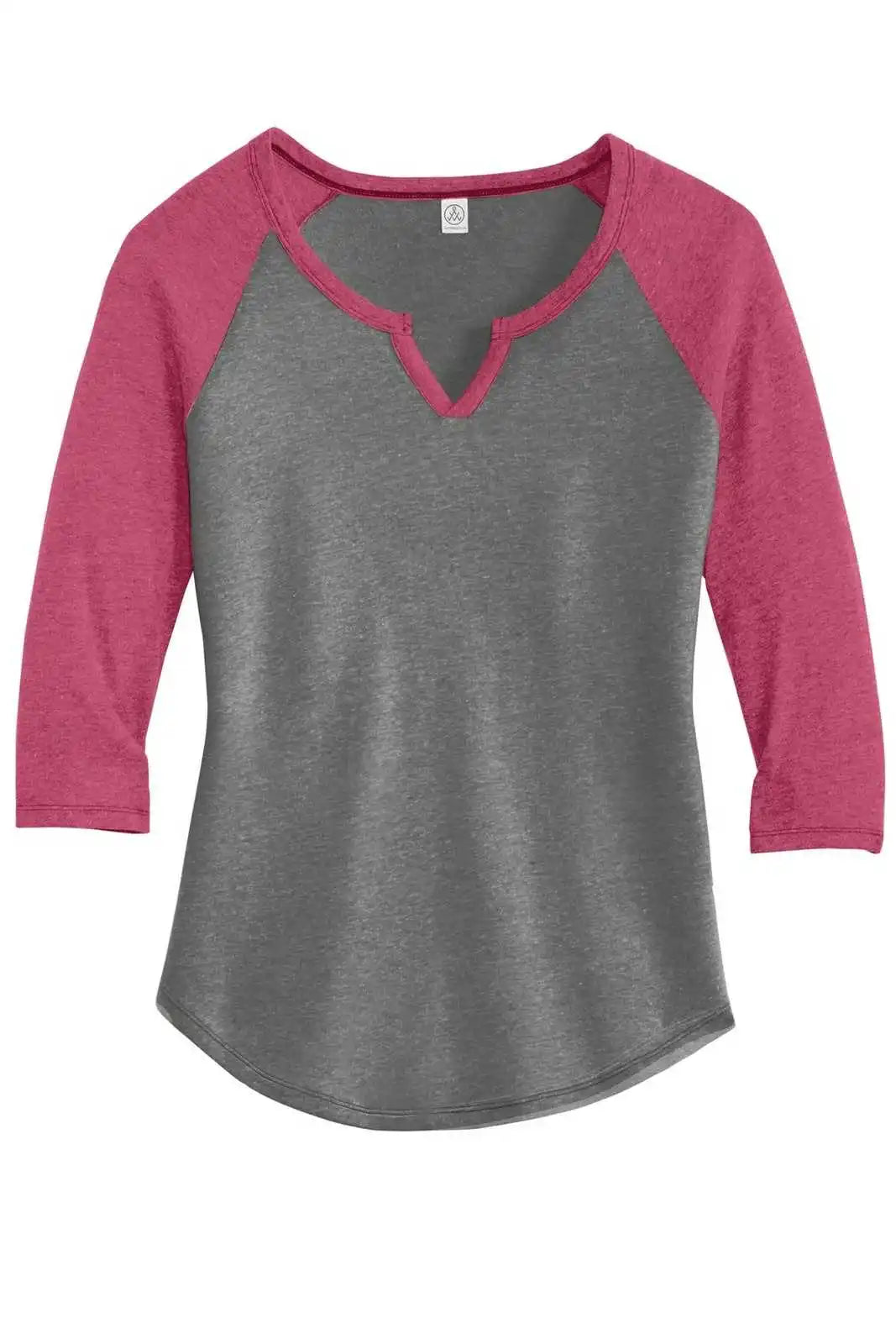 Alternative Aa5060 Women’s Outfield 3/4-sleeve Vintage 50/50 Tee - Coal Pink