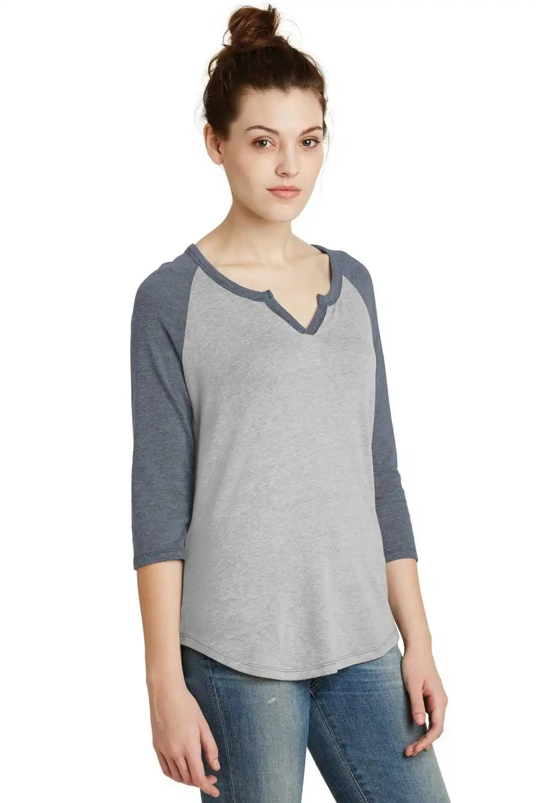 Alternative Aa5060 Women’s Outfield 3/4-sleeve Vintage 50/50 Tee - Silver Navy