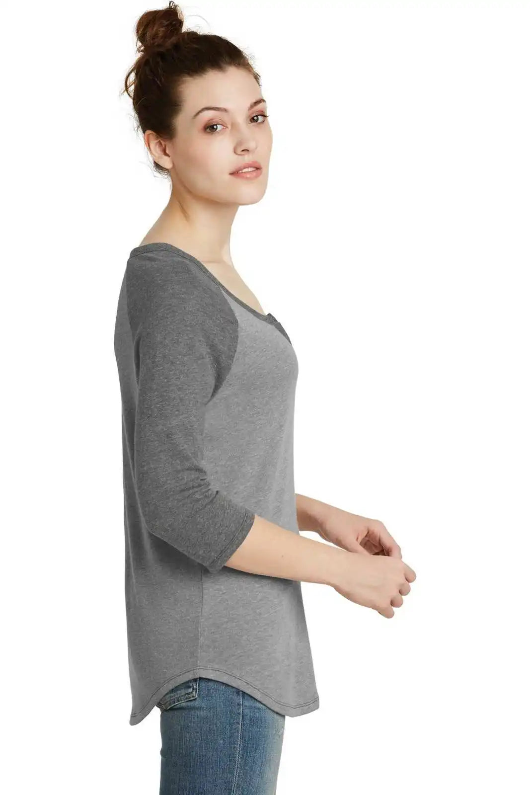 Alternative Aa5060 Women’s Outfield 3/4-sleeve Vintage 50/50 Tee - Smoke Coal