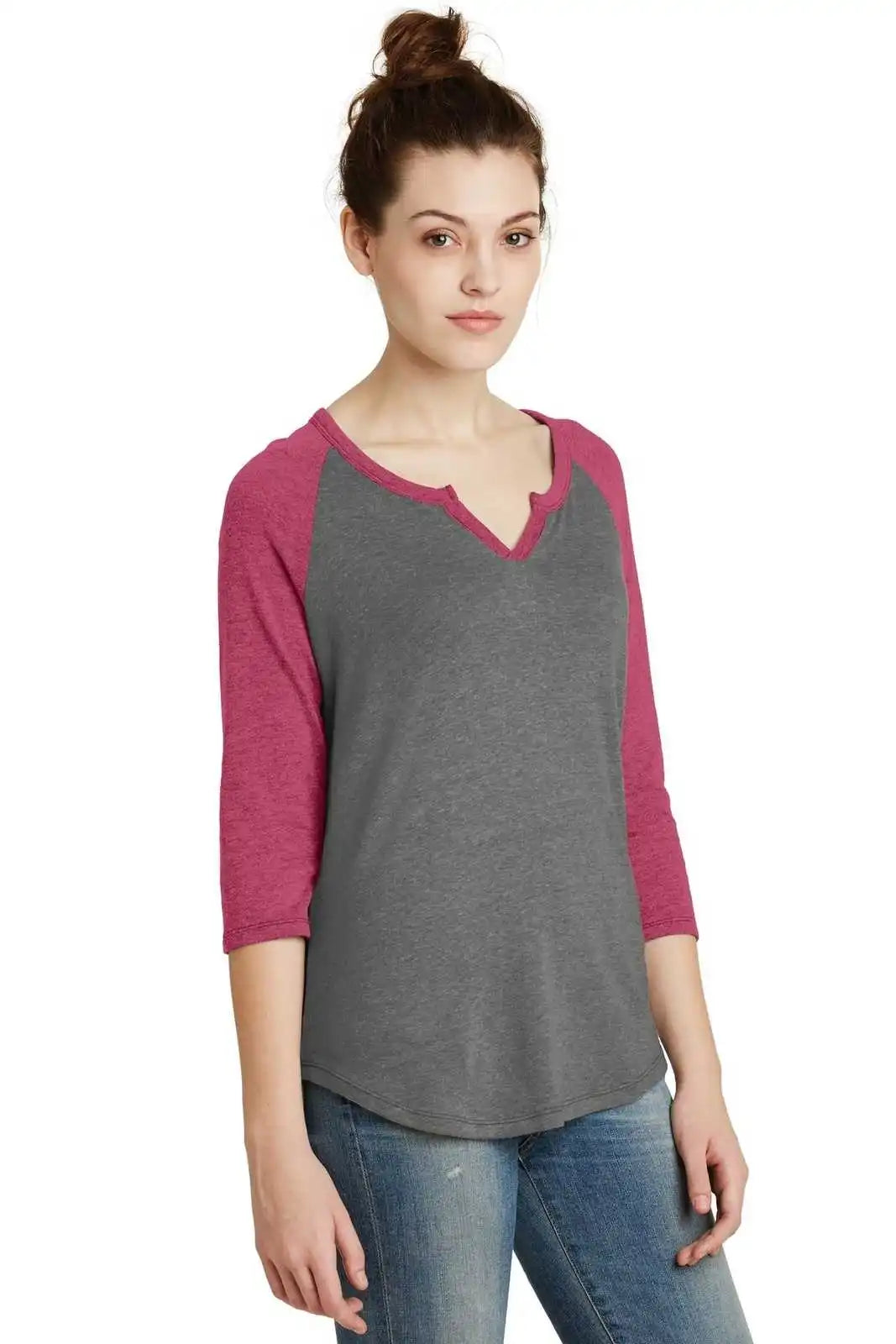 Alternative Aa5060 Women’s Outfield 3/4-sleeve Vintage 50/50 Tee - Coal Pink