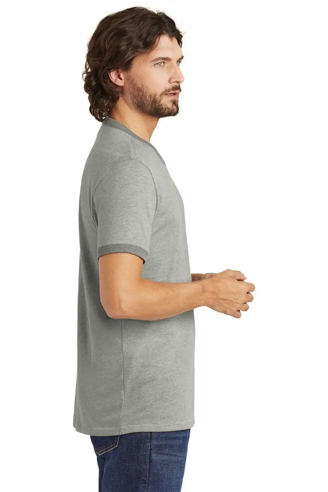 Alternative Aa5103 the Keeper Vintage 50/50 Ringer Tee - Smoke Coal