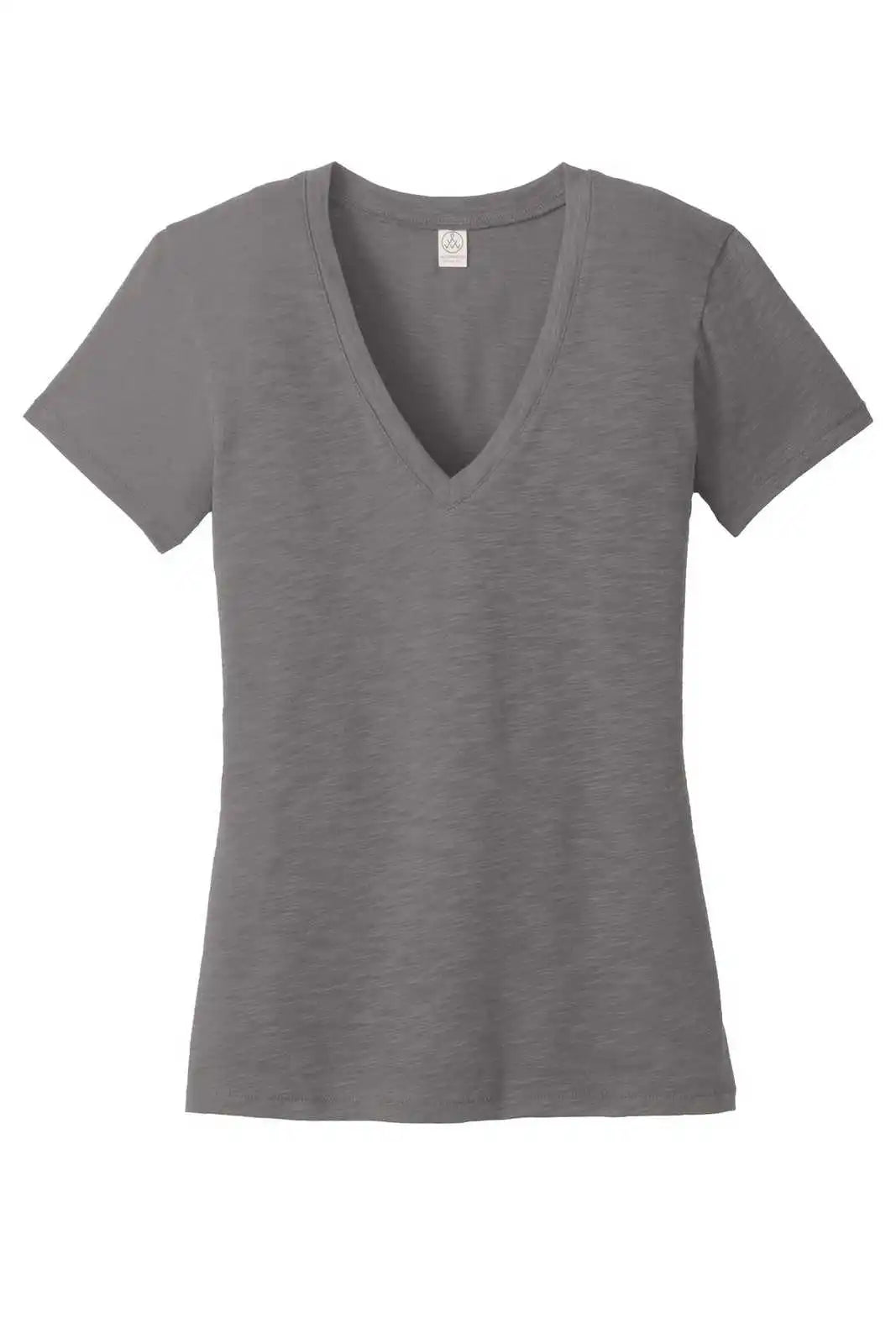 Alternative Aa6097 Women’s Weathered Slub So-low V-neck Tee - Elephant Gray