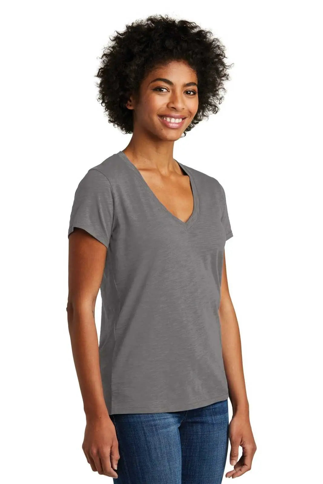Alternative Aa6097 Women’s Weathered Slub So-low V-neck Tee - Elephant Gray