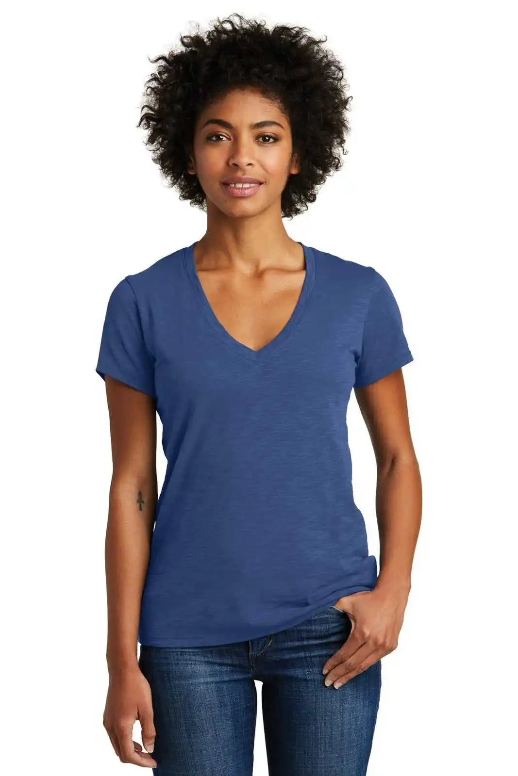 Alternative Aa6097 Women’s Weathered Slub So-low V-neck Tee - Royal Blue