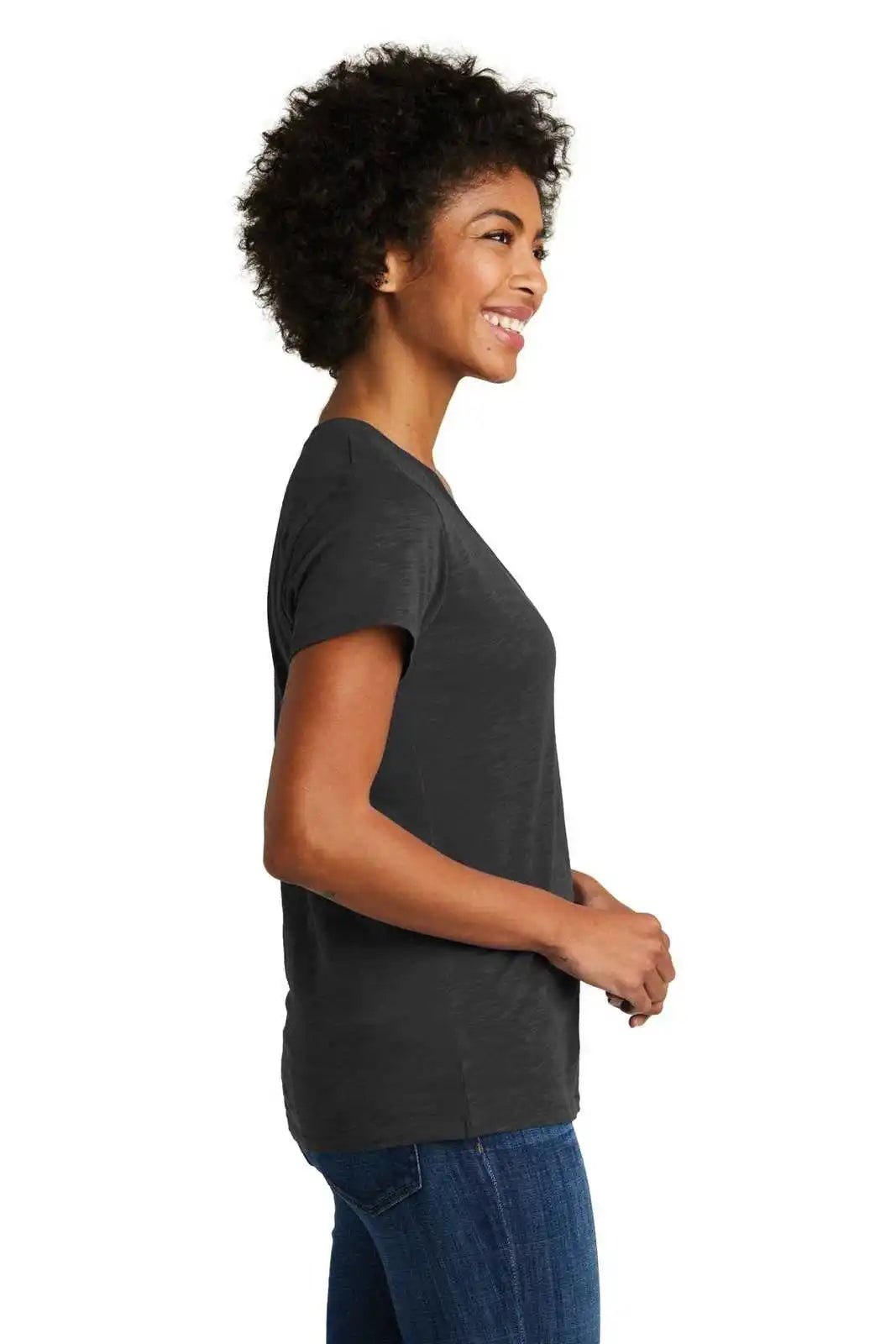 Alternative Aa6097 Women’s Weathered Slub So-low V-neck Tee - Washed Black