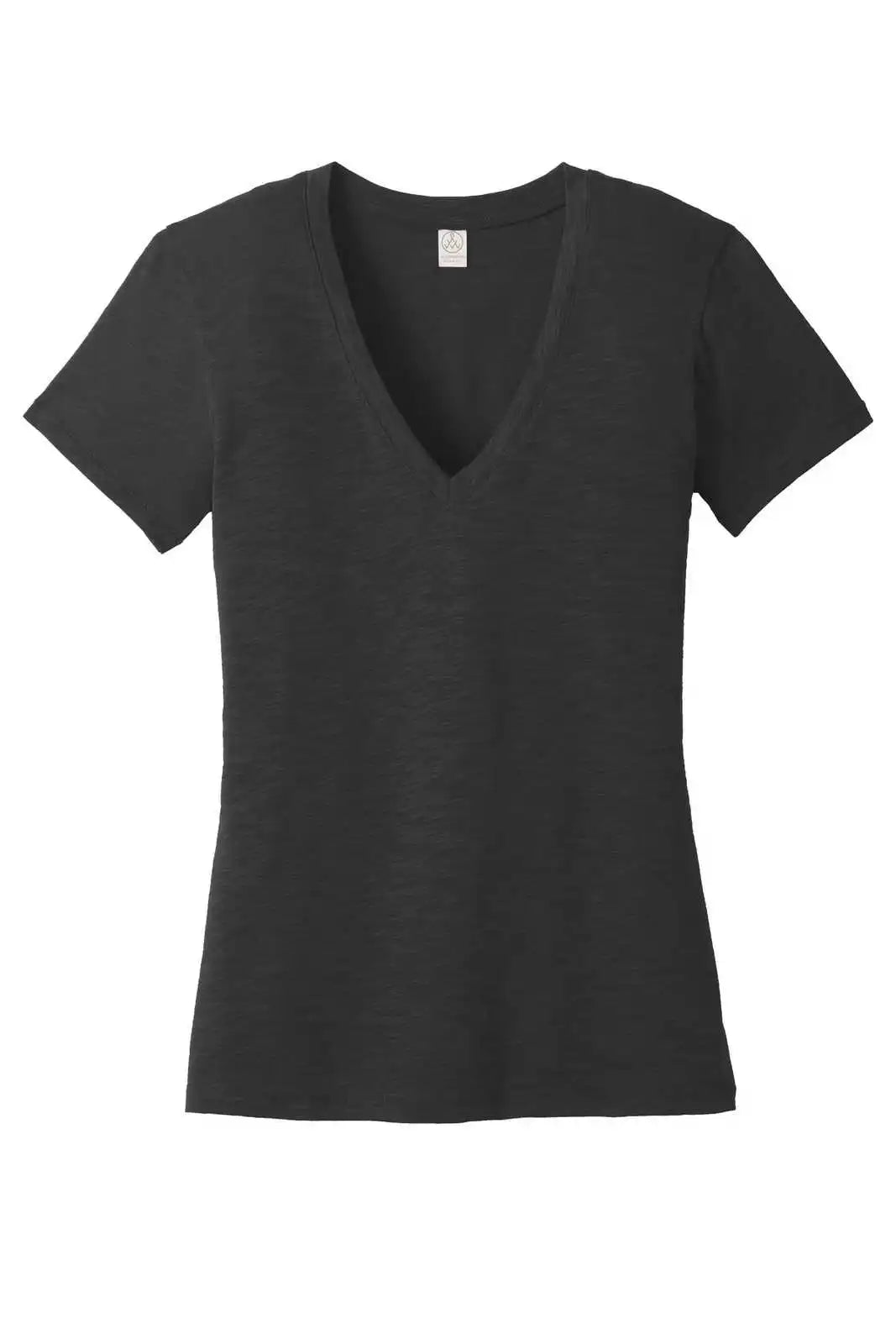 Alternative Aa6097 Women’s Weathered Slub So-low V-neck Tee - Washed Black