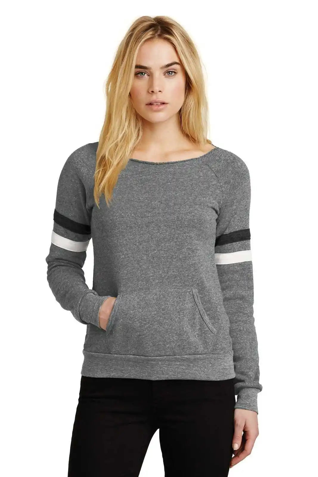 Alternative Aa9583 Women’s Maniac Sport Eco-fleece Sweatshirt - Eco Gray Black Ivory