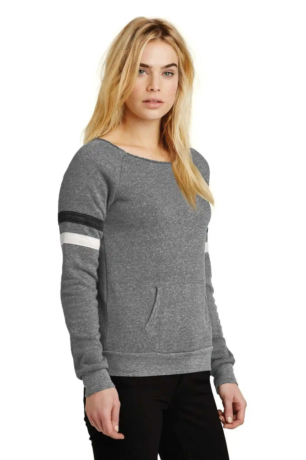 Alternative Aa9583 Women’s Maniac Sport Eco-fleece Sweatshirt - Eco Gray Black Ivory